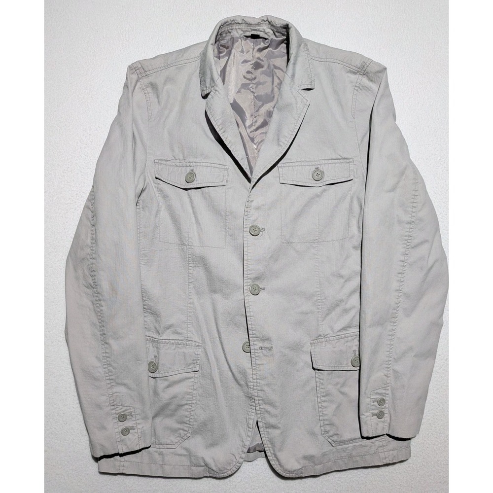 VTG Structure Jacket Mens Large Beige Utility Blazer Cotton 4 Pocket